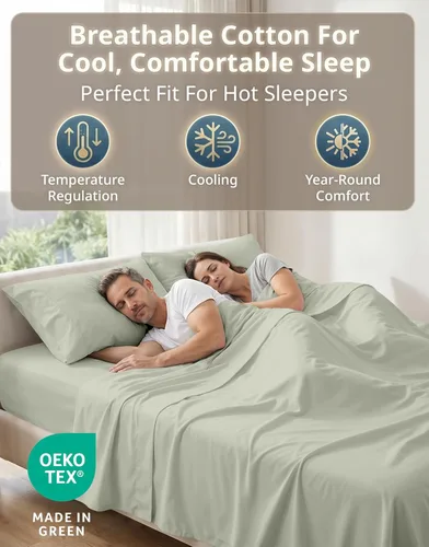 Miniatura 4 de LANE LINEN Sábanas tamaño King – Juego de sábanas de 600 hilos de algodón 100% de fibra larga para cama King, producidas de manera sostenible