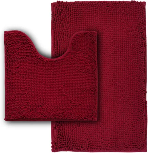 Miniatura 28 de Juego de alfombras de baño de 2 piezas, súper absorbente suave, gruesa, lavable en lavadora, alfombra de baño de chenilla antideslizante, alfombra