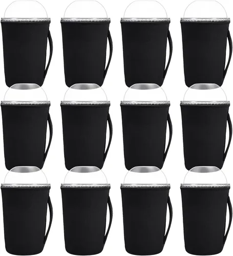 Boao 12 fundas para vaso de neopreno reutilizables con asa, funda aislada para taza para café helado, bebida fría, anticondensación, sin sudor, para