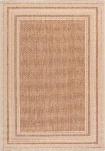 Miniatura 2 de SAFAVIEH Alfombra lavable al aire libre Courtyard Collection – 4' x 5'7", beige oscuro y beige, no desprende pelusa y fácil de limpiar, ideal