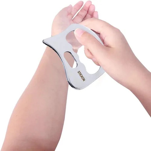 Miniatura 5 de STICKON Juego de herramientas de masaje de raspado Gua Sha de acero inoxidable, herramientas IASTM, gran herramienta de movilización de tejidos