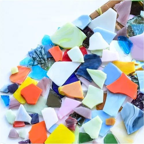 Miniatura 6 de Hojas de mosaico de vidrio teñido mixto de 7 onzas, azulejos de mosaico de vidrio roto grandes para manualidades, suministros de mosaico de pared