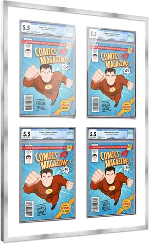 Miniatura 83 de Marco de cómic con paspartú para 8 CGC, CBCS o PGX Graded Comics - Marco de cómic blanco para cómics de 8.125 x 13 pulgadas Marco blanco