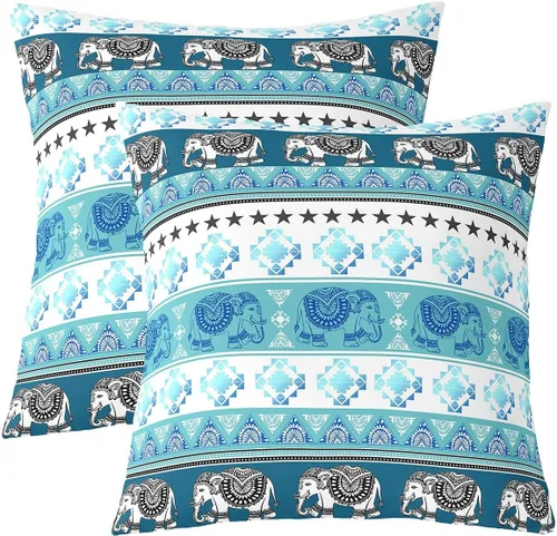 Miniatura 19 de Rustic Musical Double Sides Print Pillow Covers,Guitar Bass Instruments Print Soft Square Cushion Cases 24"x 24",Retro Note Boho Ethnic Plaid Throw