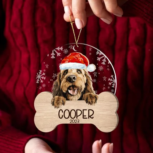 Miniatura 16 de Nazenti American Pit Bull Terrier Adorno de Navidad, adorno de perro fotográfico, adorno de perro personalizado, adornos de fotos de madera