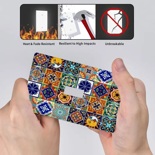 Miniatura 5 de Talavera - Azulejos mexicanos de una sola banda, placas de pared para decorar enchufes eléctricos, placa de interruptor, placa decorativa de pared