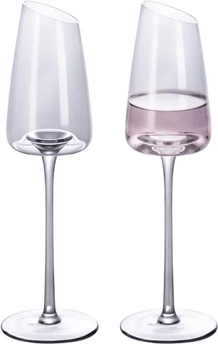 Miniatura 29 de KAMMAK Juego de 2 copas de vino de 11.49 onzas, de cristal soplado a mano, borde fino y tallo largo, perfectas para rojo y blanco, uso diario