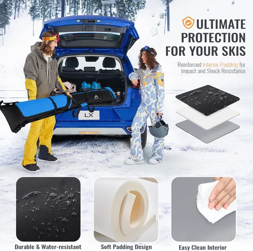 Miniatura 5 de GoHimal Ski Bag and Boot Bag Combo, Padded Skis Bag for Air Travel, Safety Reinforce Ski Carrier Bag Fits for Skis Up to 200 CM and Boots Up To