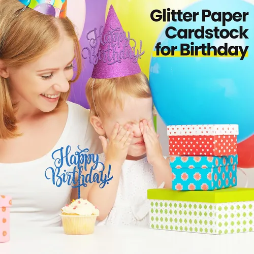 Miniatura 5 de Zhanmai 160 hojas de cartulina con purpurina, 20 colores, papel grueso con purpurina para el regreso a la escuela, suministros para manualidades