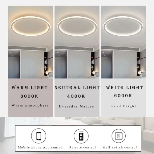 Miniatura 3 de Lámpara de techo LED regulable de montaje empotrado, lámpara de techo empotrada redonda moderna de 12 pulgadas con ajuste de aplicación, lámpara