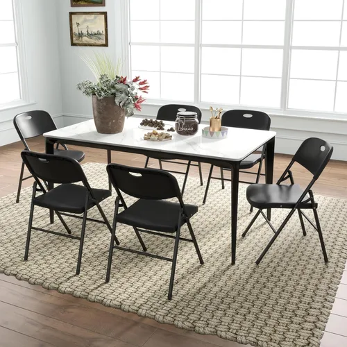 Miniatura 4 de Paquete de 10 Sillas Plegables, Límite de Peso de 800 libras, Silla Plegable de Plástico Resistente, Asiento Portátil para Eventos en Interiores