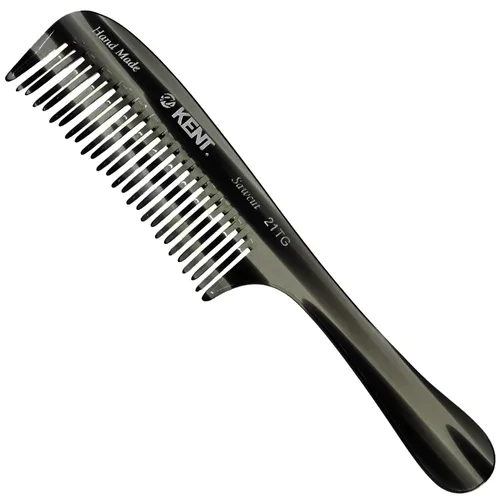 Kent Peine desenredante grande de grafito negro 21T, dientes anchos para cabello grueso y rizado ondulado. Peine desenredante de cabello largo para