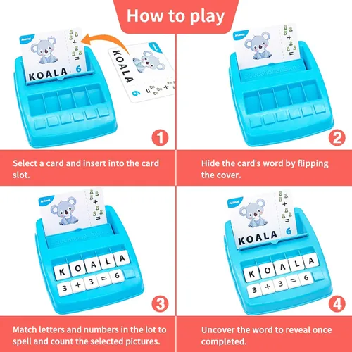 Miniatura 3 de Juguetes educativos de aprendizaje 2 en 1, juegos de letras y números a juego para niños y niñas, reconocimiento de palabras a la vista, tarjetas