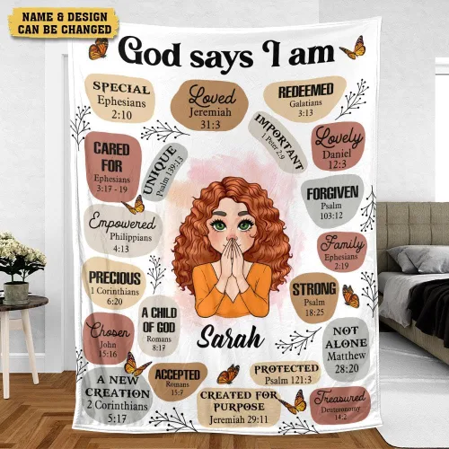 Miniatura 3 de Manta personalizada con texto en inglés "God Says I Am Meaneful", regalos inspiradores, afirmación diaria de pensamiento positivo, regalos de salud