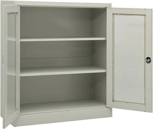 Miniatura 6 de Armario de oficina, gabinete de acero, armario de almacenamiento de acero con ajustable, gabinete para oficina, garaje, cocina, gris claro, 35.4 x