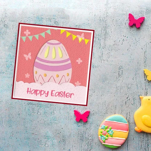 Miniatura 3 de Hying Troqueles de corte de marco de conejo de Pascua para hacer tarjetas, troqueles de cruz de simetría hueca, plantillas de troqueles de huevos
