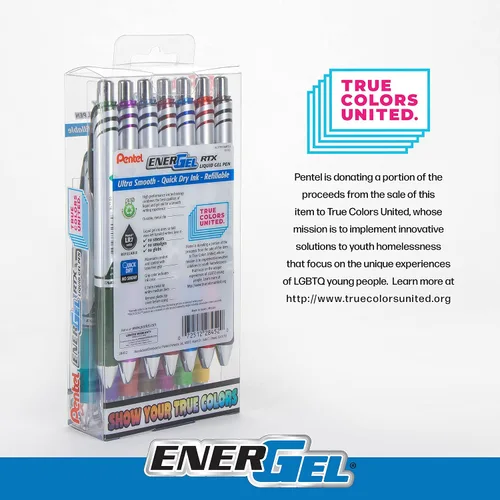 Miniatura 6 de Pentel EnerGel RTX True Colors United 0.028 in, línea media, 14 colores de tinta surtidos, paquete de 14 bolígrafos BL77PC14MTCU