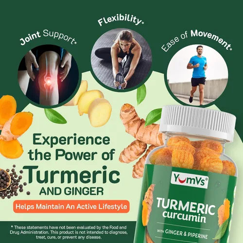 Miniatura 4 de Gomitas de extracto de cúrcuma de curcumina – Gomitas extra fuertes de suplemento de cúrcuma de 250 mg con 100 mcg de pimienta negra y 12 mg