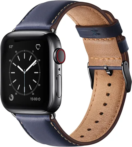 Miniatura 26 de SUNFWR Correas de cuero compatibles con Apple Watch de 1.61, 1.57, 1.5 pulgadas para hombres y mujeres, correa de repuesto de cuero genuino de grano