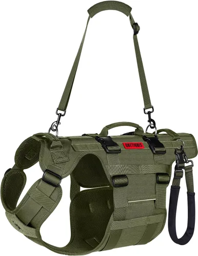 Miniatura 14 de OneTigris Arnés de elevación para perros grandes, soporte de cadera para perros, elevador de cuerpo completo con asas Invictus Chaleco Negro