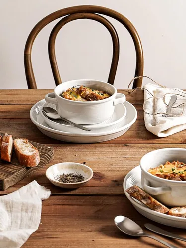 Miniatura 5 de LE TAUCI Cuencos para sopa con asas - 22 oz de cuencos de cebolla francesa de cerámica sin plomo, aptos para horno y microondas, diseño resistente