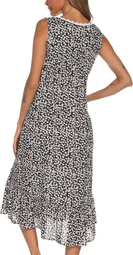 Miniatura 5 de AVIIER Camisones de algodón para mujer, sin mangas, vestido de casa largo con bolsillos, S-XXL