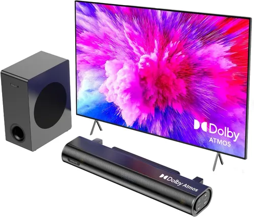Hiwill Barra de sonido de 2.1 canales para Smart TV, sistema de sonido envolvente Dolby Atmos de 250 W para TV, barra de sonido de cine en casa para