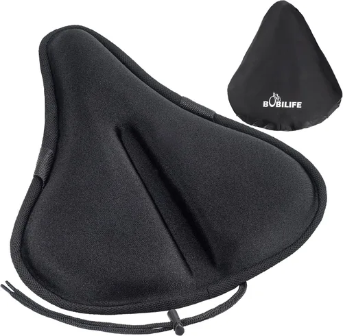 Miniatura 9 de Cojín de gel grueso y ancho para asiento de bicicleta con funda impermeable - Cómodo cojín de silicona de espuma viscoelástica para asiento
