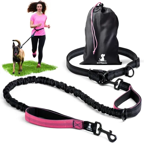 Miniatura 12 de SparklyPets Double Bungee Waist 2 Dog Leash with Back Brace – Dual Dog Leash for Medium/Large Breeds – Running Belt Fanny Pack with Phone, Waste