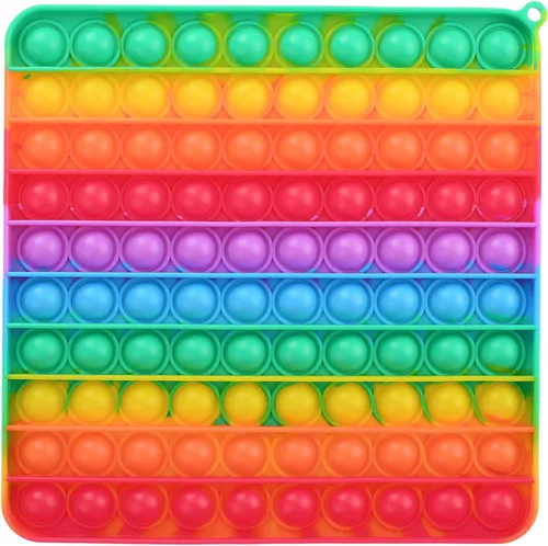 Juguetes sensoriales para ansiedad de gran tamaño, 7.87 pulgadas, 100 burbujas, juguetes grandes de silicona para aliviar la presión, color arcoíris