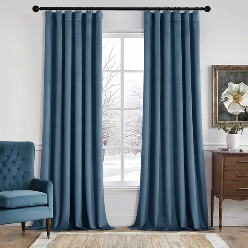 Miniatura 35 de MIULEE Cortinas de terciopelo de 84 pulgadas de largo, juego de 2 paneles para dormitorio, con pestaña trasera plisada, de lujo, aislamiento