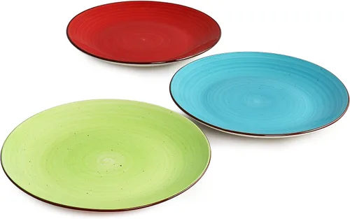 Miniatura 3 de Elama Sebastian - Juego de platos redondos de cerámica en varios colores (6 piezas)