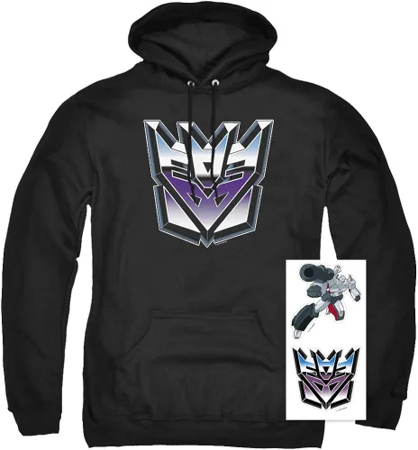 Miniatura 2 de Popfunk Classic Transformers Decepticon Airbrush Logo Sudadera con capucha y calcomanías