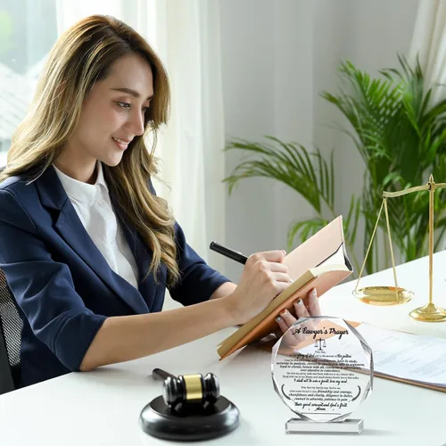 Miniatura 6 de FairySandy Regalos de abogado para hombres y mujeres, placa de decoración de escritorio de oración de abogado, regalos cristianos para abogados