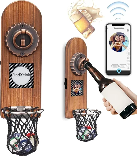 Miniatura 16 de Abrebotellas de cerveza montado en la pared con receptor de tapa magnética, abrebotellas magnético de madera para refrigerador, regalos de cerveza