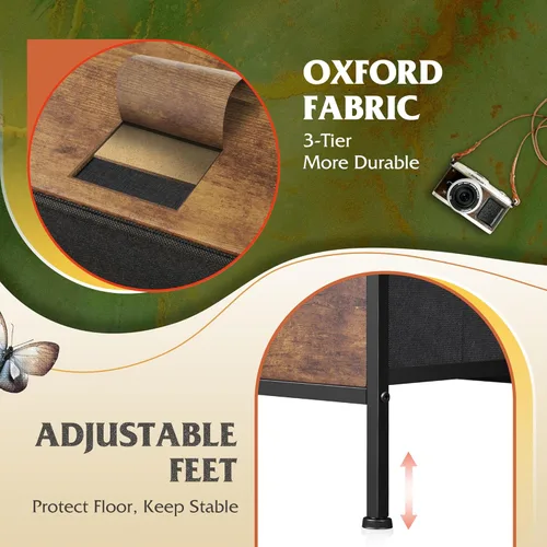 Miniatura 7 de WLIVE Cómoda para dormitorio con 5 cajones, con organizadores de cajones, cómoda de tela para sala de estar, armario, pasillo, guardería, estampado
