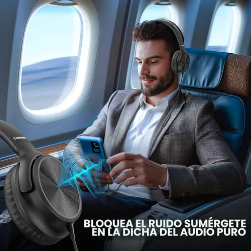 Miniatura 2 de Cowyawn Auriculares USB C con cable, auriculares USB C con cable con micrófono, control de volumen, sonido estéreo HD, auriculares USB tipo C Negro