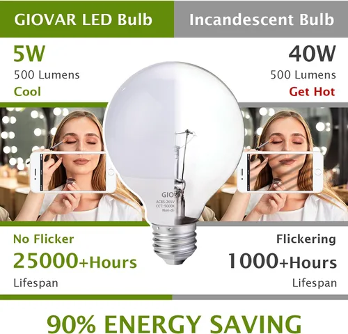 Miniatura 7 de Paquete de 8 bombillas LED para baño, luz nocturna blanca natural de 4000K, luces para espejo de maquillaje no regulables para dormitorio, base