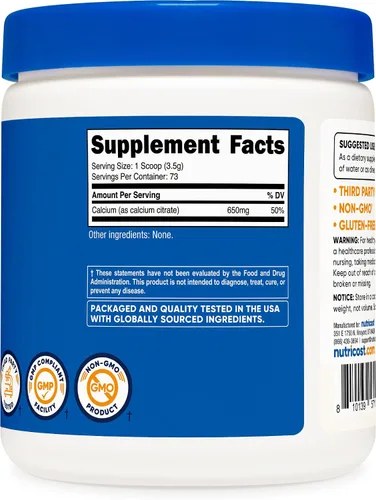 Miniatura 5 de Nutricost Citrato de calcio en polvo (8.82 oz) sin sabor