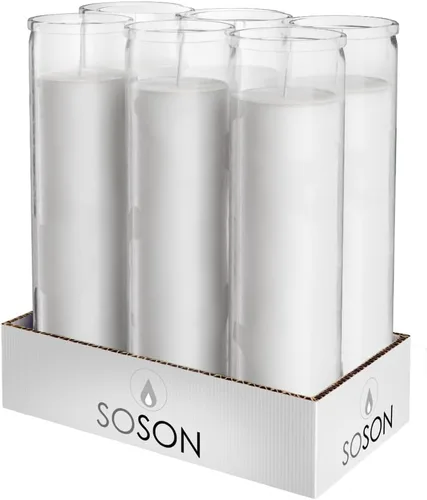 Miniatura 21 de Simply Soson - Velas de pilar blancas de 2x8 pulgadas de 7 días en vidrio, juego de 3, hasta 90 horas de tiempo de quemado, sin fragancia, velas