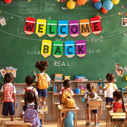 Miniatura 6 de KatchOn, Cartel de bienvenida para decoración de aula, grande, 10 pies, sin bricolaje, telón de fondo para decoración del primer día de escuela