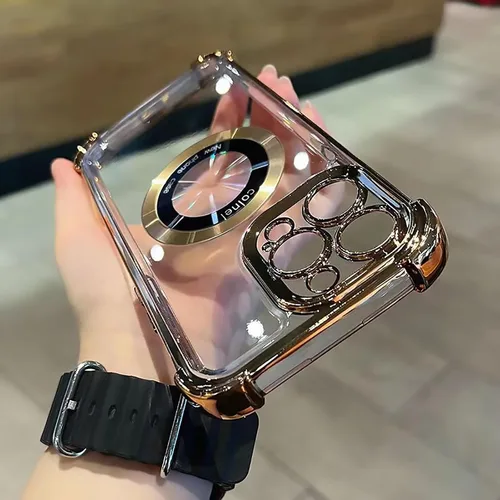 Miniatura 3 de Funda magnética transparente para iPhone 13 Pro Max, protección de lujo brillante en las cuatro esquinas, a prueba de golpes, de grado militar