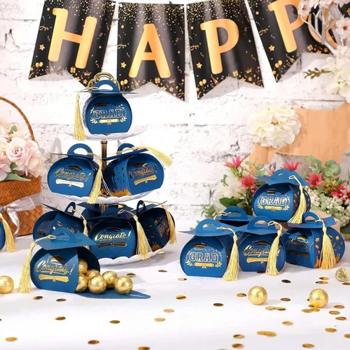 Miniatura 2 de Spakon 30 cajas de regalo con tapa de graduación, regalos de fiesta de graduación, cajas de dulces con borlas, centros de mesa de decoración