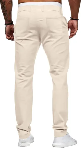 Miniatura 6 de HUNGSON Pantalones vaqueros casuales ajustados ajustados para hombre, pantalones de mezclilla rectos elásticos