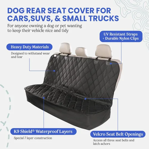 Miniatura 3 de Perro Funda para asiento sin Hamaca para autos, camiones y SUVs – Empresa basada en EE. UU. – Negro, Bronceado, Gris, normal, Bronceado