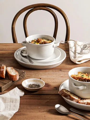 Miniatura 5 de LE TAUCI Cuencos para sopa con asas - 28 oz de cerámica sin plomo para sopa de cebolla francesa, aptos para horno y microondas, diseño resistente al