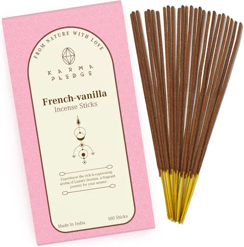 Varillas de incienso de vainilla francesa, sumergidas a mano orgánicas, 100 varillas con hierbas naturales e ingredientes aromáticos, tiempo de
