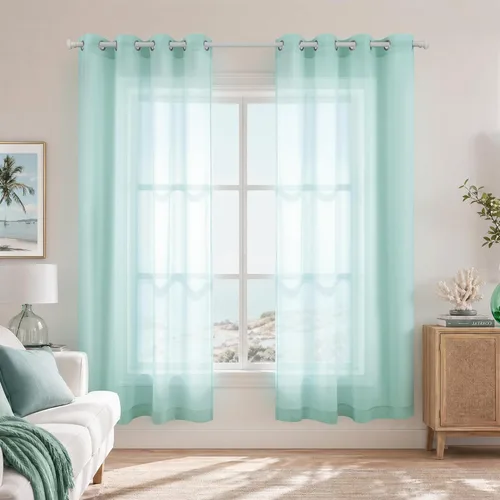 Miniatura 85 de KOUFALL Cortinas traslúcidas de 120 pulgadas de 2 paneles con ojales, juego extra largo de 10 pies de largo, cortinas altas para ventana grande, 52