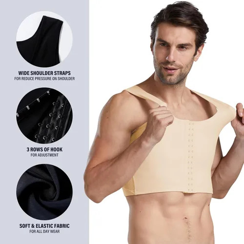 Miniatura 2 de Chaleco de corsé de ginecomastia para hombre, ajustable, de compresión, para ocultar los Moobs
