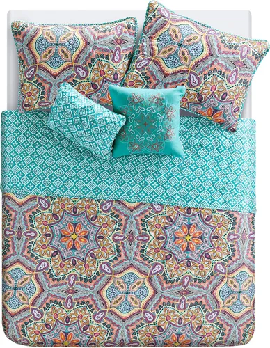 Miniatura 3 de VCNY HOME Yara Collection - Juego de edredón reversible ultra suave, ligero, fresco y transpirable, lavable a máquina, individual XL, aguamarina, 4